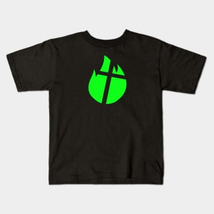 Fire Pit Fellowship (Neon Green) Kids T-Shirt